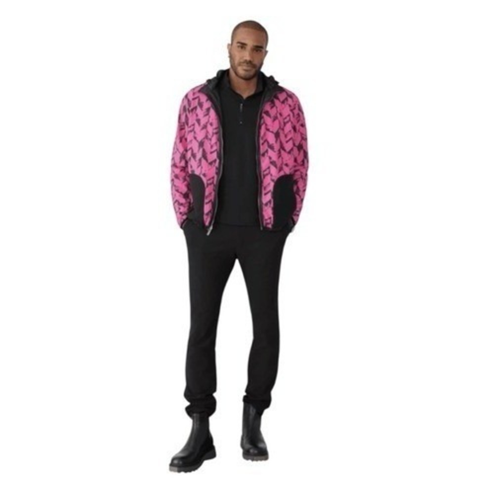 GSTQ Reversible Jacket Pink Black Herringbone Men's XS